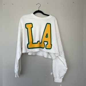 White "LA" Cropped Sweatshirt